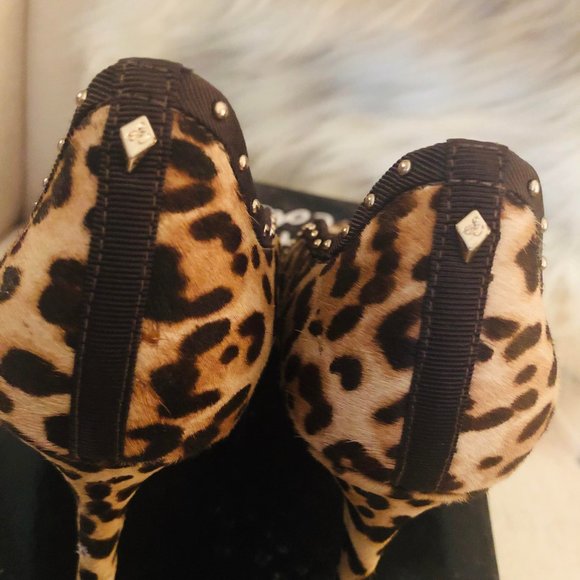 Sam Edelman Leopard Calf Hair Heels Size 7.5 - Picture 4 of 8